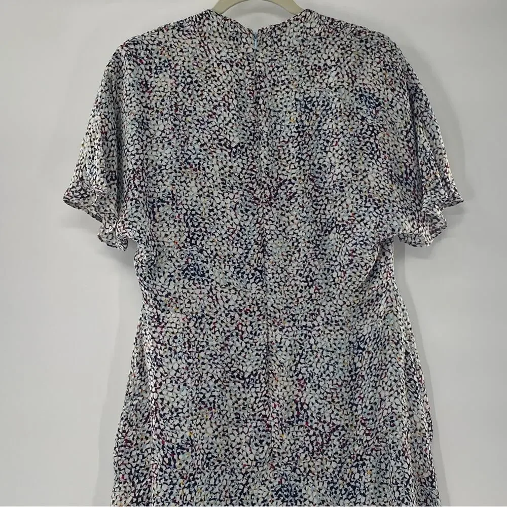 Reiss Ditsy Mosaic Print Silk Casual Dress Size 8 Medium Femme Multicolor Prose